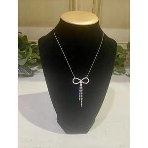 NEW ELLISON+YOUNG women's rhinestone bow necklace in 18k gold plated